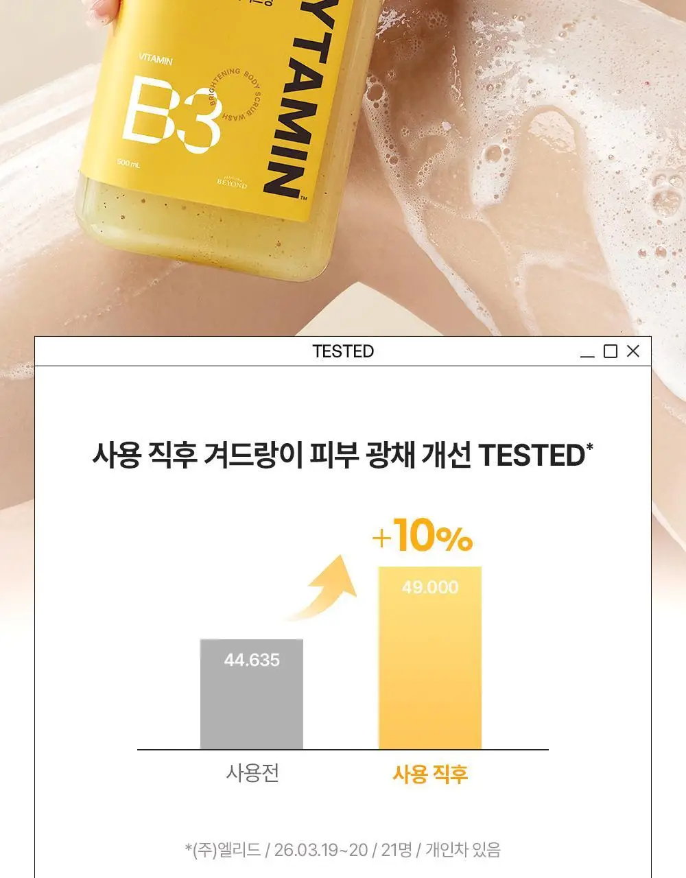 [NEW] 비욘드 바디타민 나이아신아마이드 B3 2% 비타 캡슐 브라이트닝 바디 스크럽 워시 500ml 상세페이지 32